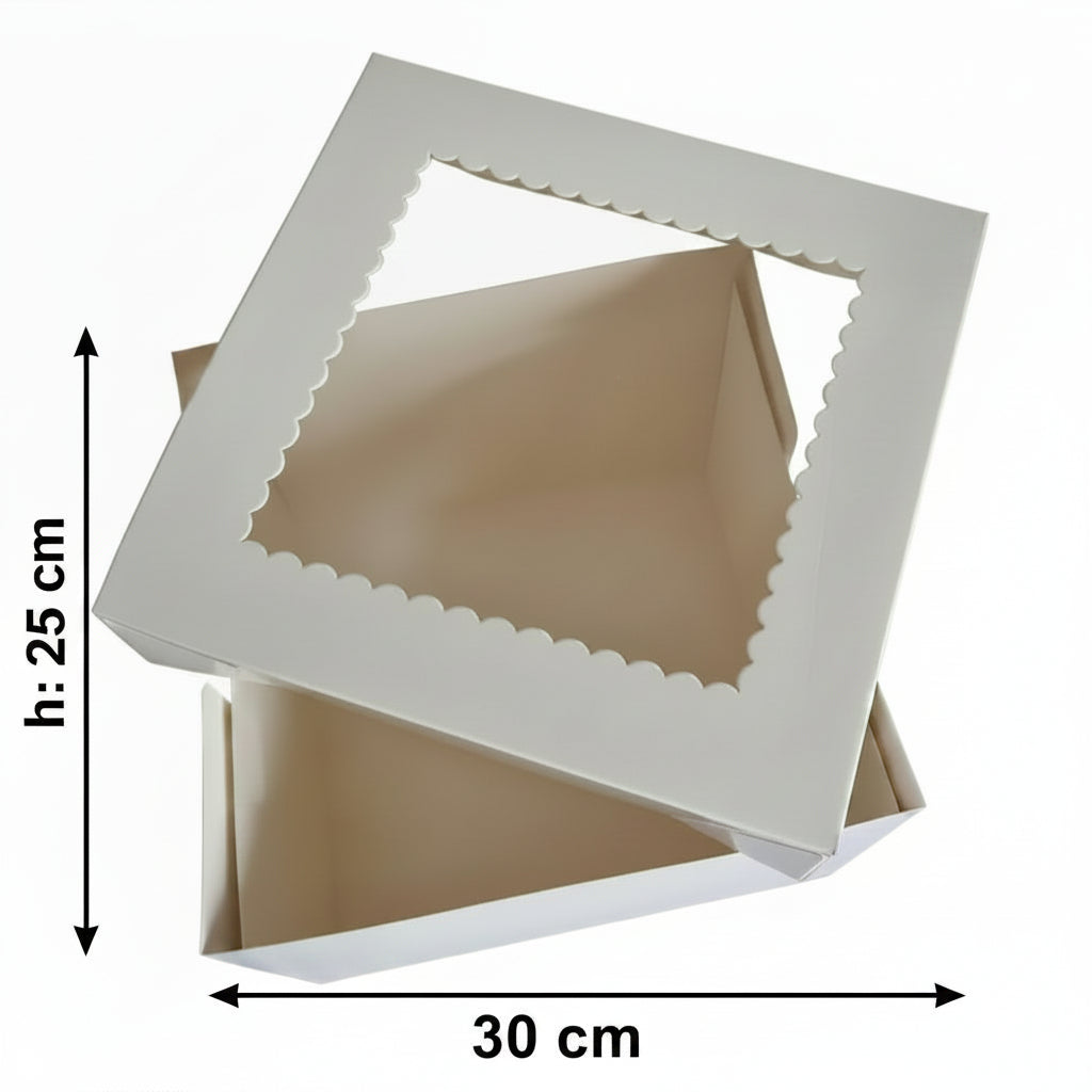 Boîte à Gâteau 30x25 cm avec Couvercle Fenêtre